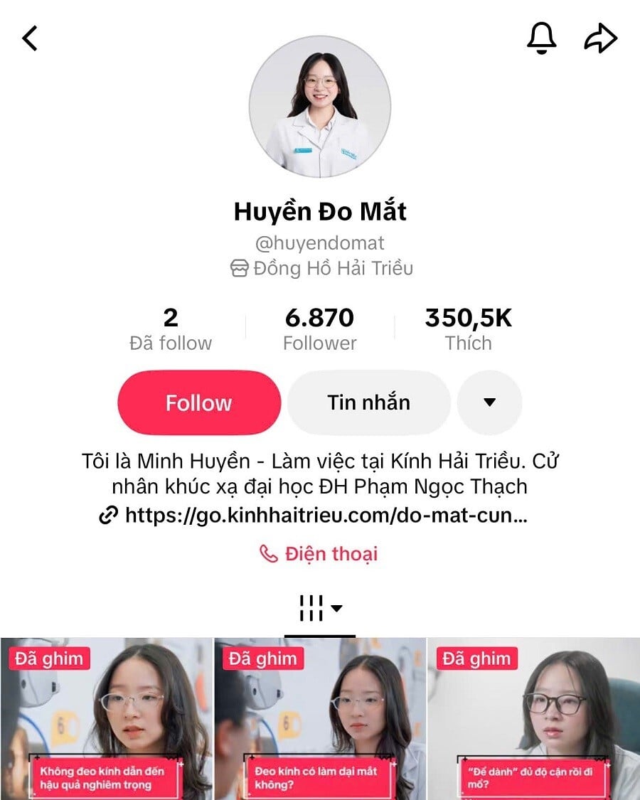 Hình 3. Team Media hỗ trợ KTV xây dựng kênh social: Thọ thị lực, Huyền đo mắt