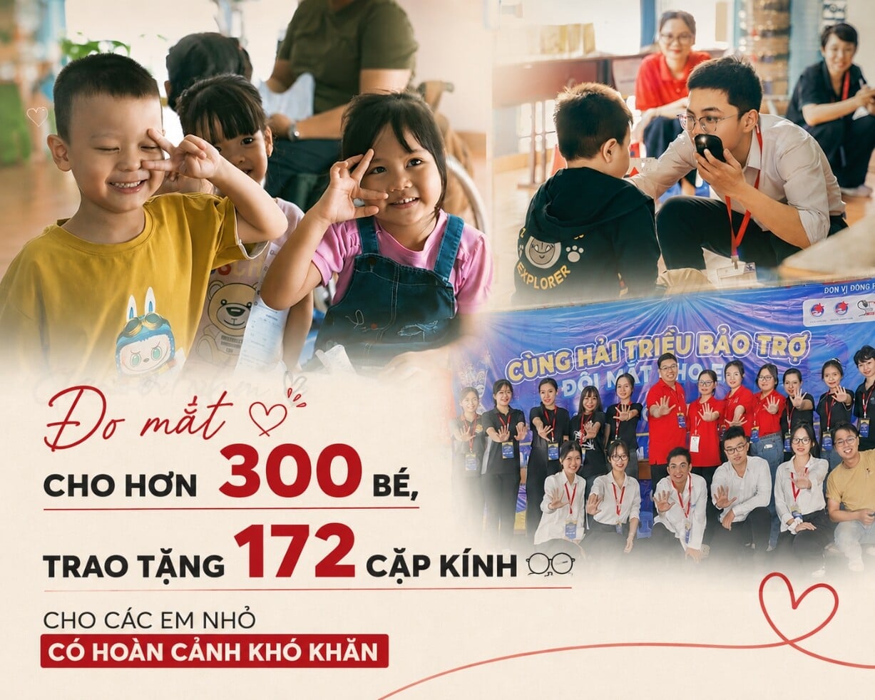 "Cùng Hải Triều bảo trợ đôi mắt cho em" tại Làng May Mắn