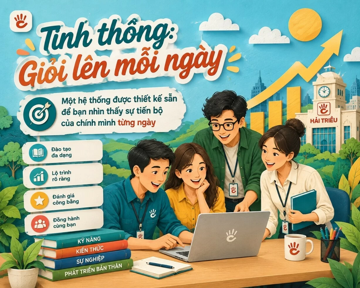 Nhân sự đang học tập trong Văn hoá Xanh Ngọc