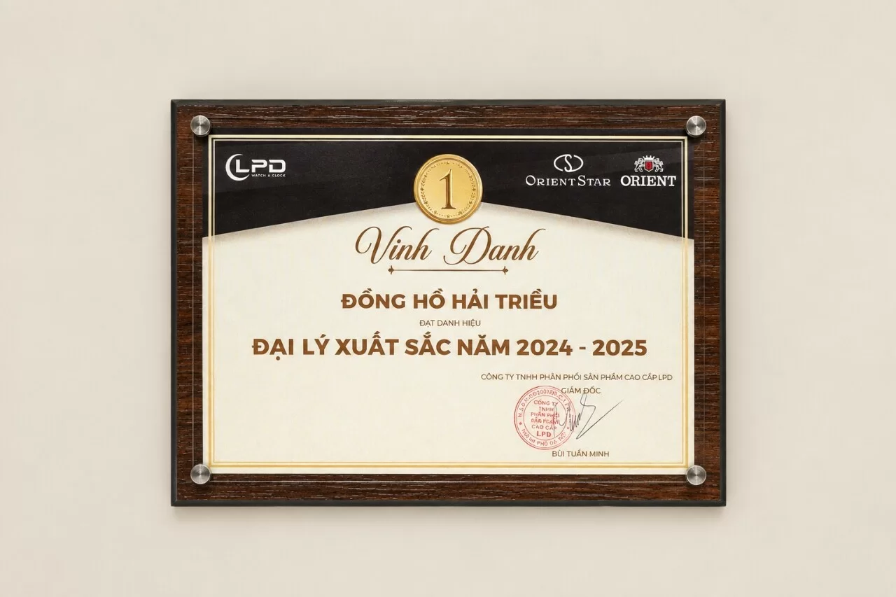 Ảnh danh hiệu "Đại Lý Xuất Sắc" Orient & Orient Star năm 2024-2025